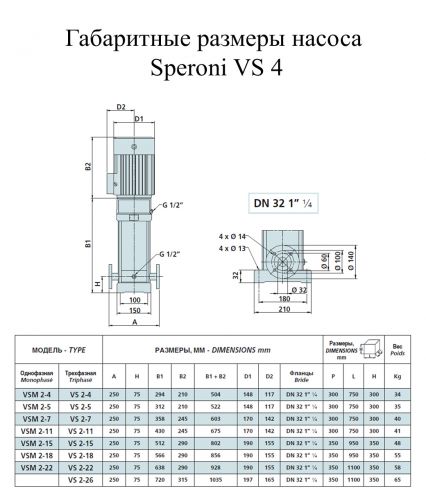 Насос поверхностный Speroni VS 2-26(102370080) - фото 2