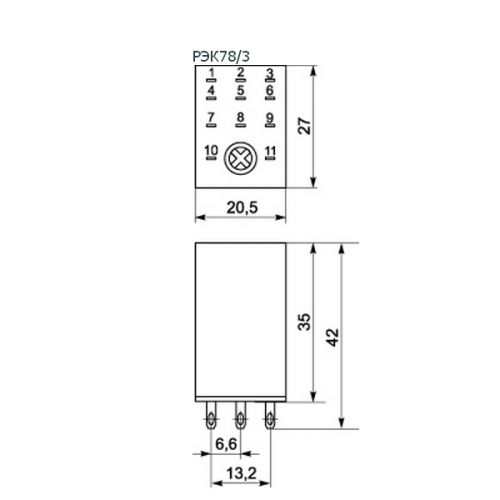 Реле промежуточное ИЭК РЭК78/3 5А DC-24В IP40 (RRP20-3-05-024D) - фото 2