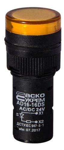 Світлодіодна матриця АсКо AD16-16DS жовта 24В АC / DC - фото 1