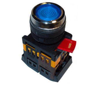 Кнопка ИЭК ABLFS-22 синий D22мм неон 240В 1з+1р (BBT30-ABLFS-K07)