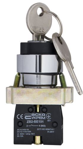 Кнопка поворотная с ключом АсКо XB2-BG41 1р (A0140010011) - фото 4