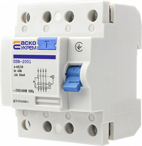 Устройство защитного отключения АсКо УкрЕМ ПЗВ-2001 4р/40А/30мА (A0020010014) - фото 5