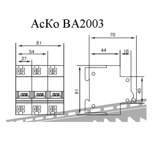Автоматический выключатель Аско УкрЕМ ВА-2003 1p 100А (A0010030009) - фото 3