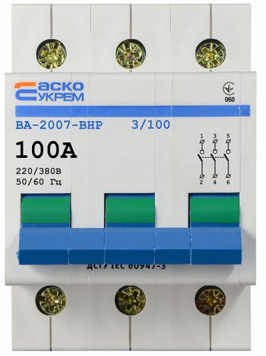 Вимикач-роз'єднувач Аско УкрЕМ ВА-2007 ВРН 3p 100А - фото 1