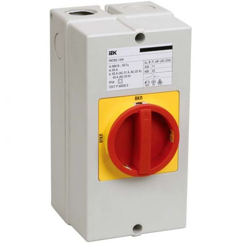 Переключатель кулачковый ИЭК ПКП10-13 /K 10А "откл-вкл" 3Р/400В IP54 (BCS33-010-1) - фото 1
