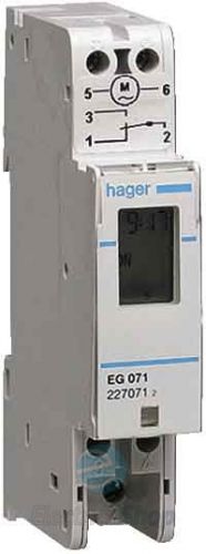 Таймер Hager цифровий, тижневий, 16А, 1 перемикається контакт EG071 - фото 1