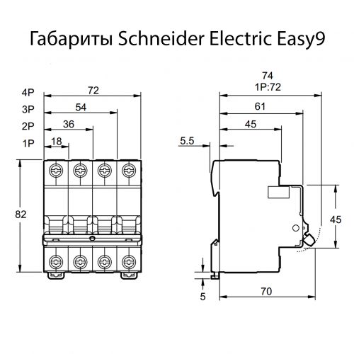 Автоматический выключатель Schneider Electric Easy9 3P 6A хар-ка C 4,5кА EZ9F34306 - фото 2