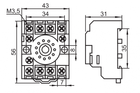 Колодка под реле АСКО МК3P PF113A-E (A0090020002) - фото 3
