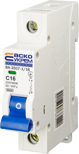 Автоматический выключатель Аско УкрЕМ ВА-2017/D 1р 16А (A0010170087) - фото 2