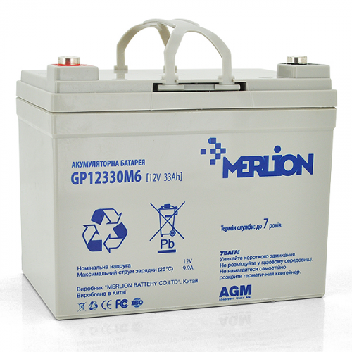 Аккумуляторная батарея MERLION GP12330M6 12V 33Ah (6015) - фото 1