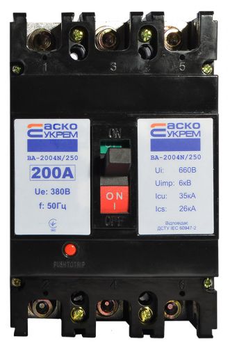 Автоматичний вимикач Аско УкрЕМ ВА-2004N / 250 3р 200А - фото 1