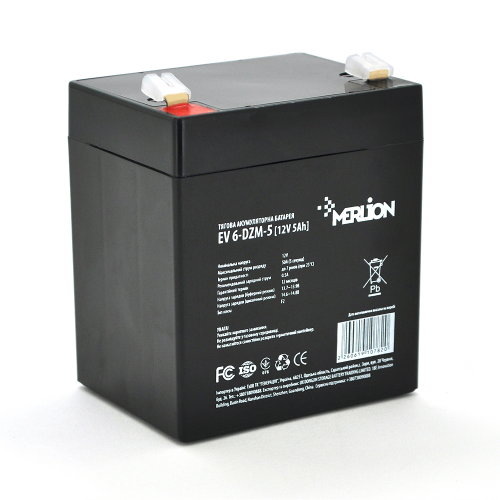 Акумуляторна батарея тягова MERLION EV 6-DZM-5, 12V 5Ah F2 (клема) (10782) - фото 1