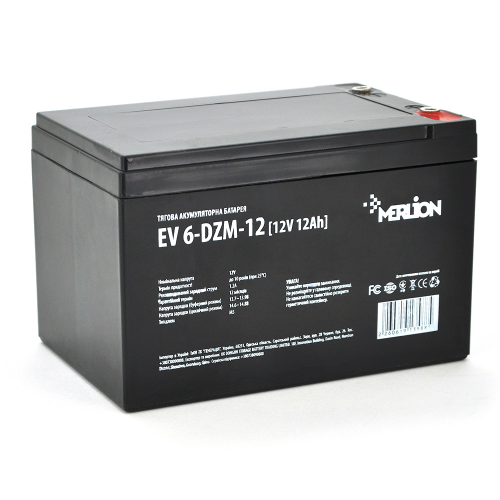 Акумуляторна батарея тягова MERLION EV 6-DZM-12, 12V 12Ah M5 (болт) (13588) - фото 1
