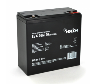 Аккумуляторная батарея тяговая MERLION EV 6-DZM-20, 12V 20Ah M5 (болт) (16599)