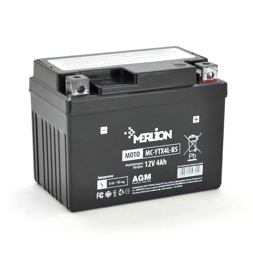 Акумуляторна батарея MERLION MC-YTX4L-BS, Black Case, 12V 4.0 Ah (10724) - фото 1