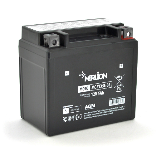 Акумуляторна батарея MERLION MC-YTX5L-BS, Black Case, 12V 5.0 Ah (10727) - фото 1