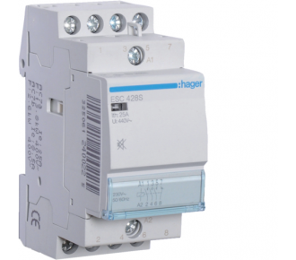 Контактор бесшумный Hager ESC428S 25A, 3НО+1НЗ, 230В