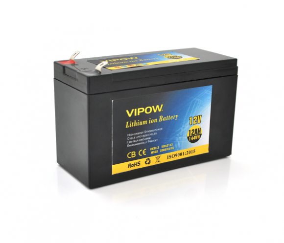 Акумуляторна батарея Vipow 12,8 V 12AH з елементами Li-ion (18676) - фото 1