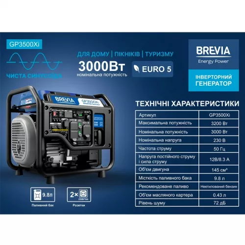 Генератор инверторный BREVIA GP3500Xi - фото 5